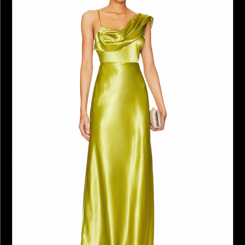 House of Harlow 1960 Green One Shoulder Sleeveless Gown